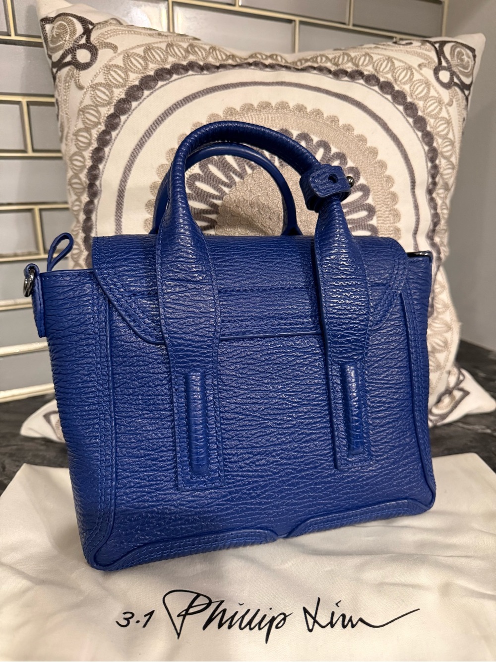 3.1 Phillip Lim Electric Blue Textured Leather Mini Satchel - Picture 4 of 5